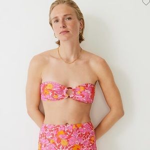 O-ring bandeau bikini top in pink limone print size medium. Never worn no tags